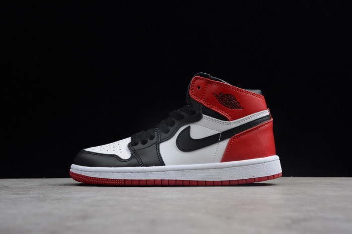 air jordan 1 kids high og “black toe” white/ black-varsity red mens 555088-125