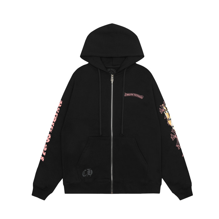 Chrome Hearts Horseshoe Floral Zip Up Hoodie KE821
