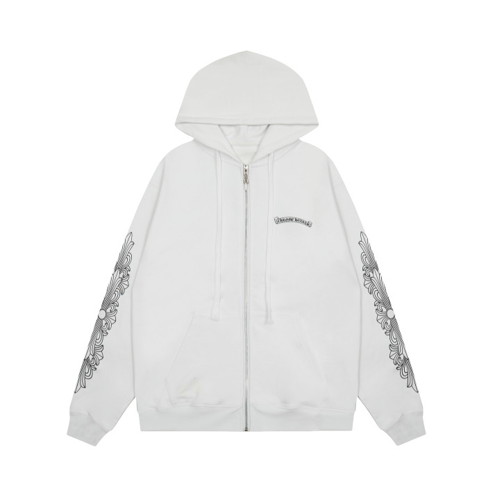 Chrome Hearts Horseshoe Floral Zip Up Hoodie KE816