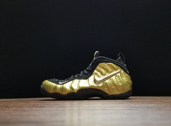 air foamposite pro “metallic gold” black mens 624041-701