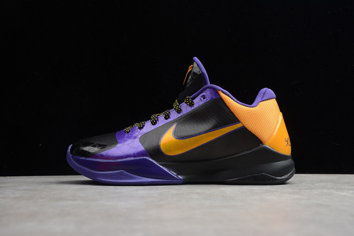 zoom kobe 5 x lakers black/de sol-varsity purple 386430-071