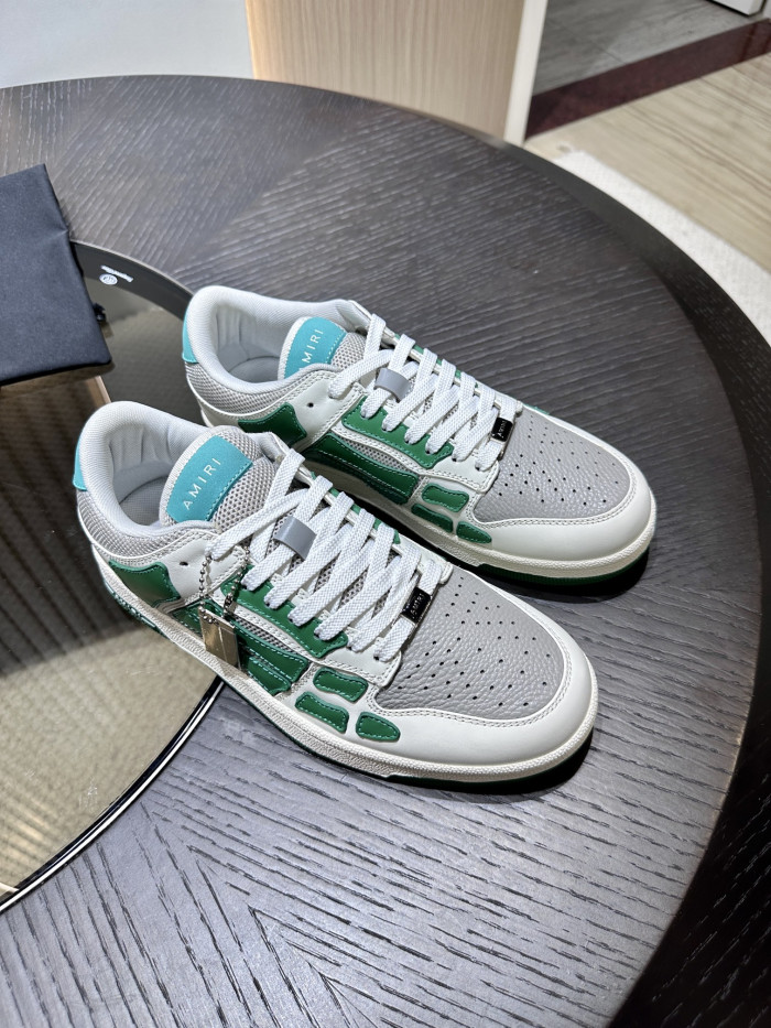 amiri skeleton low-skel top sneakers white green mfs003-114