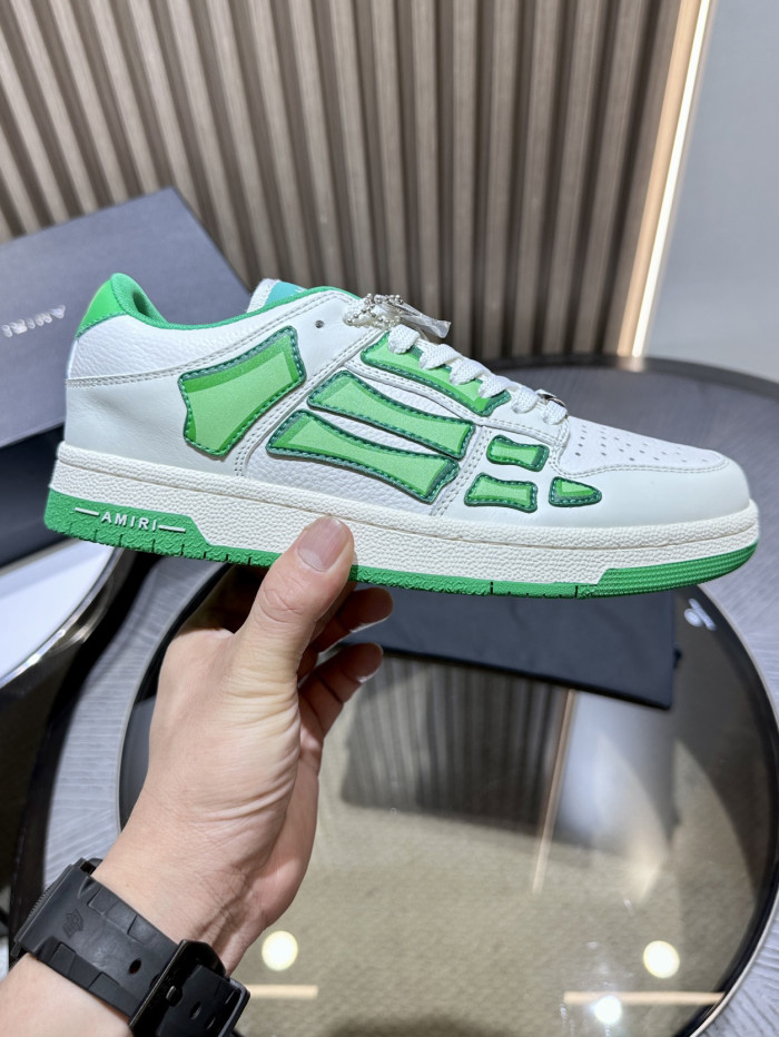 amiri skeleton low-skel top sneakers white green ps24mfs005-310