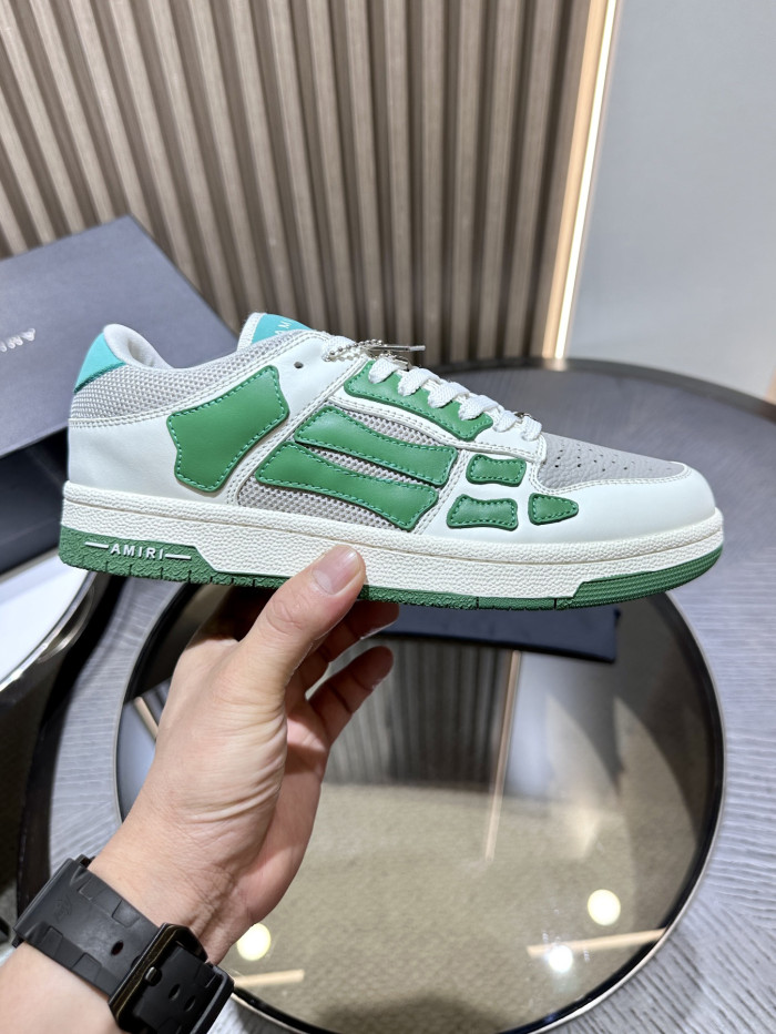 amiri skeleton low-skel top sneakers white green mfs003-114