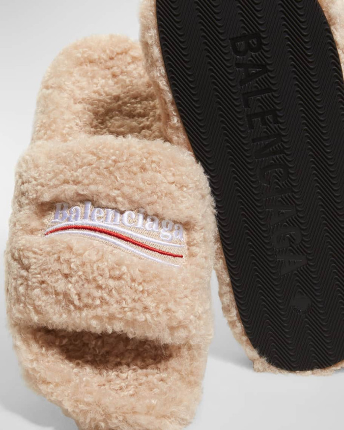 Balenciaga Faux Fur Logo Slides 20241223